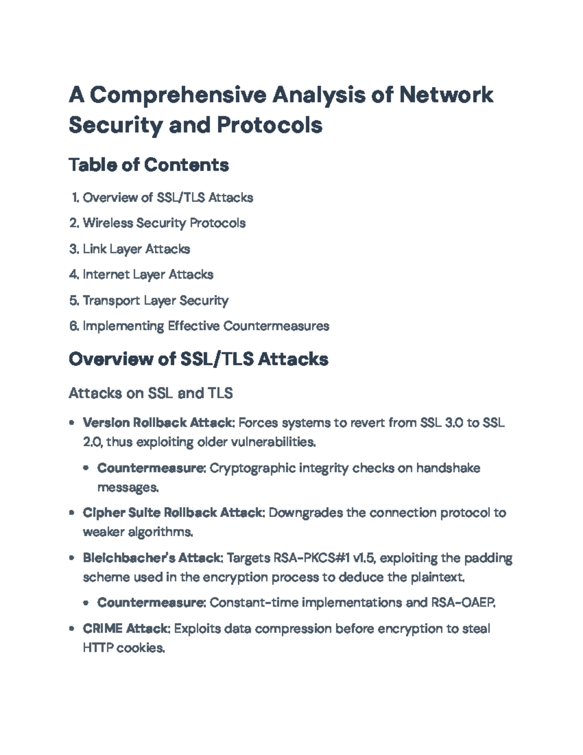 Network Security Analysis: Protocols, Attacks, and Countermeasures - A ...
