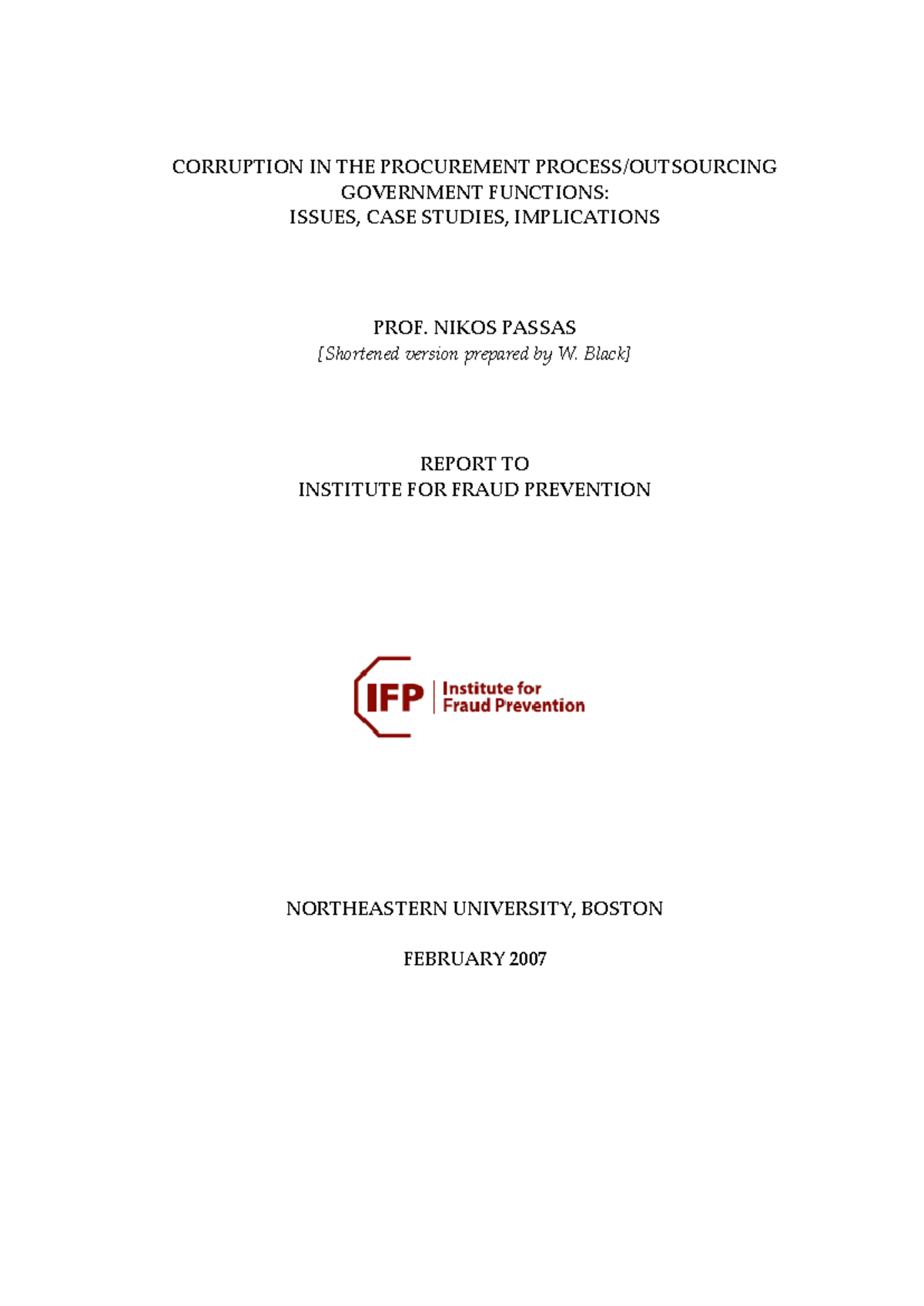 Corruption IN THE Procurement Process OU - CORRUPTION IN THE ...