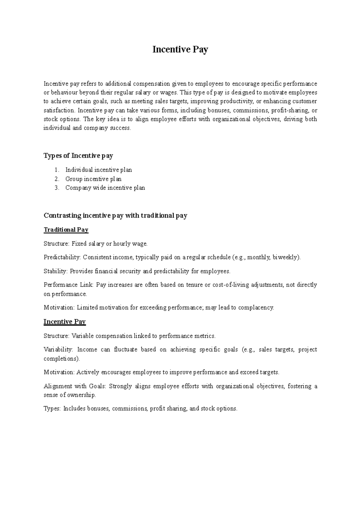 Assignment MBA: Comprehensive Overview of Incentive Pay and Executive ...