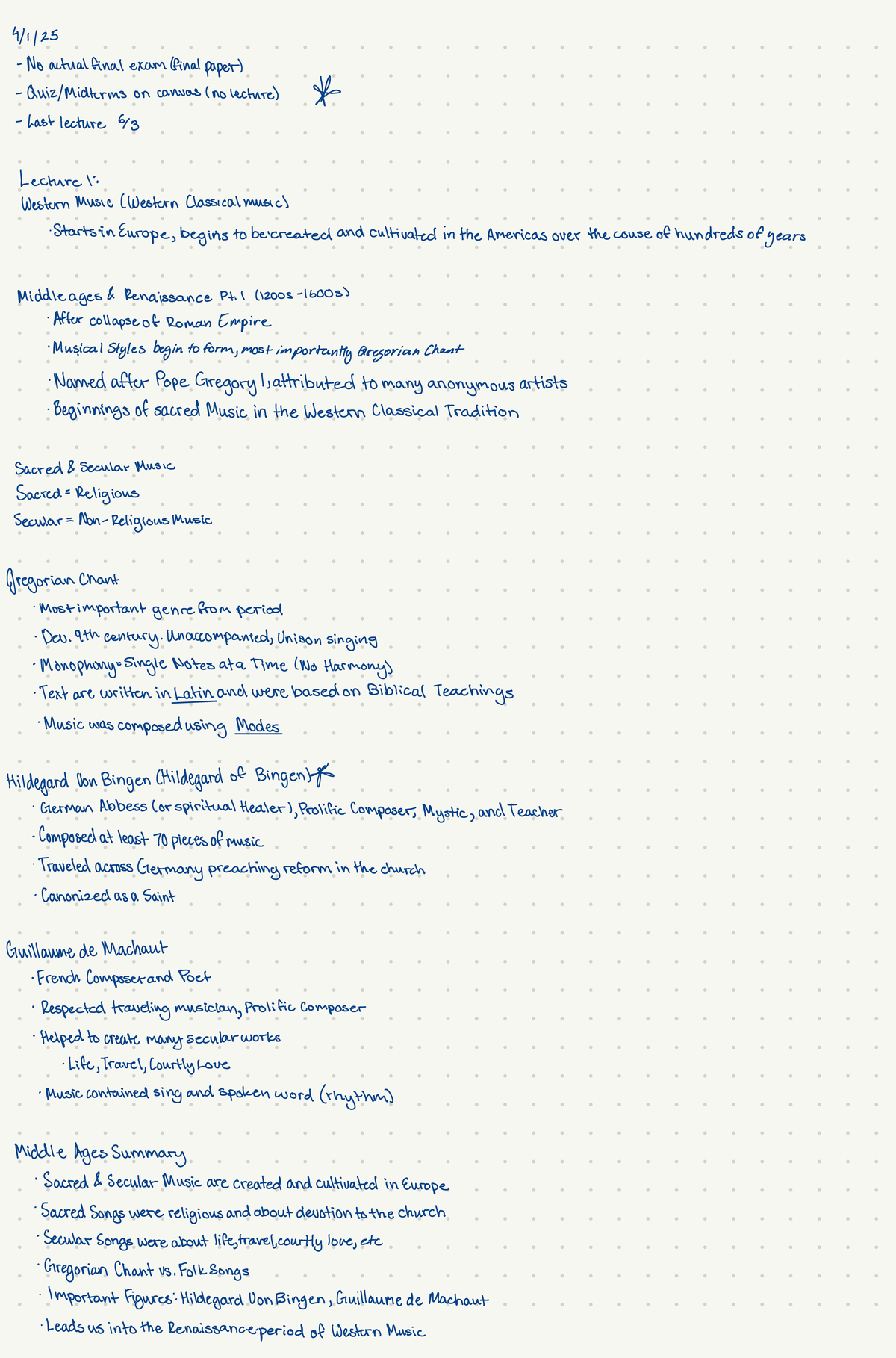 Lecture 1 Middle Ages & Renaissance Part 1 - No actual final exam ...