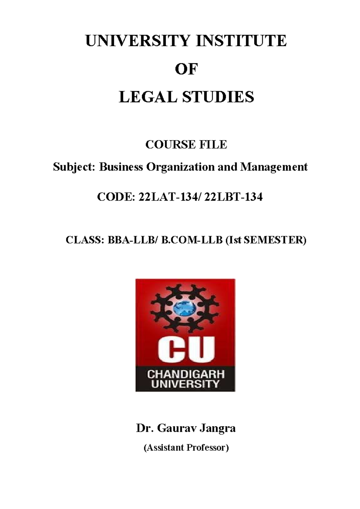 Business Organization and Management Course File (1st Sem.) - Studocu