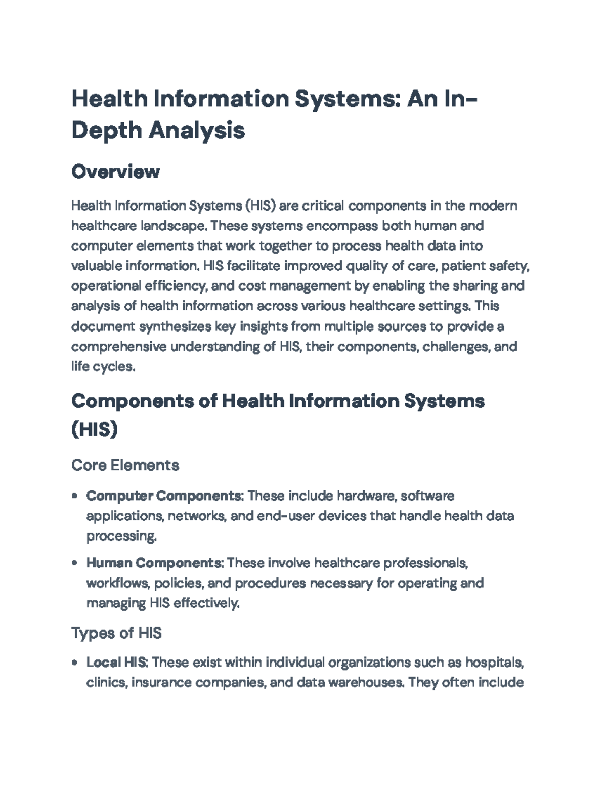 Health Information Systems (HIS): An In-Depth Analysis and Challenges ...