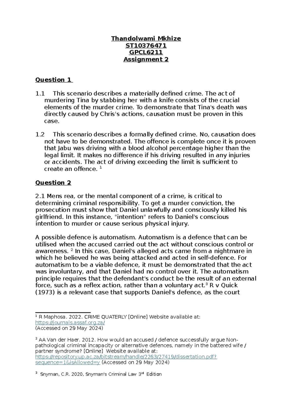 GPCL 6211: Ice Task 3 - Factual Causation in Lee v Minister Case Study ...