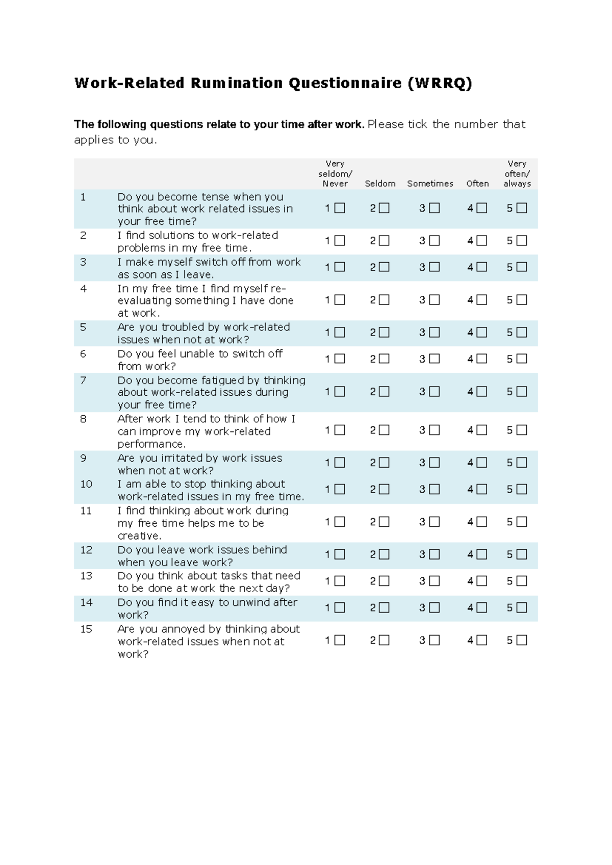 WRRQ Scoring Guide: Concepts for the Rumination Questionnaire - Studocu