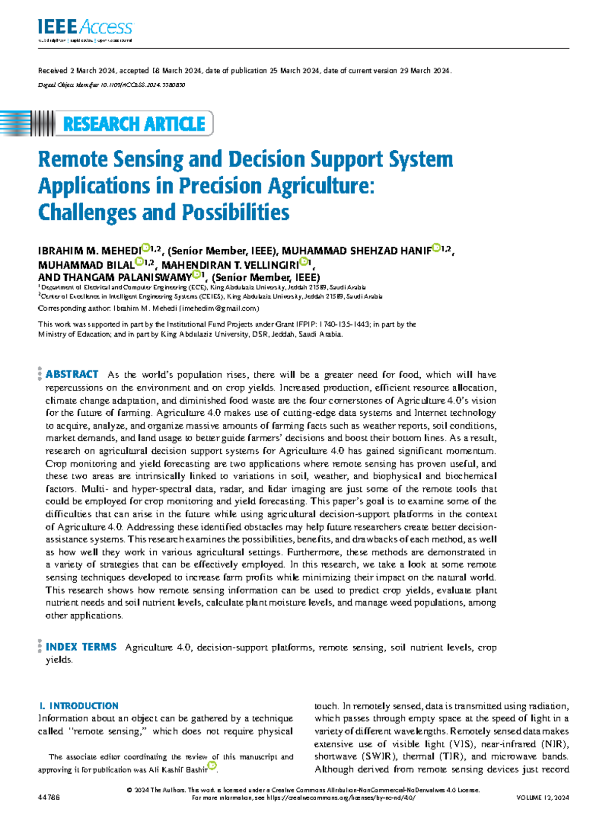 Remote Sensing & Decision Support Systems in Precision Agriculture ...
