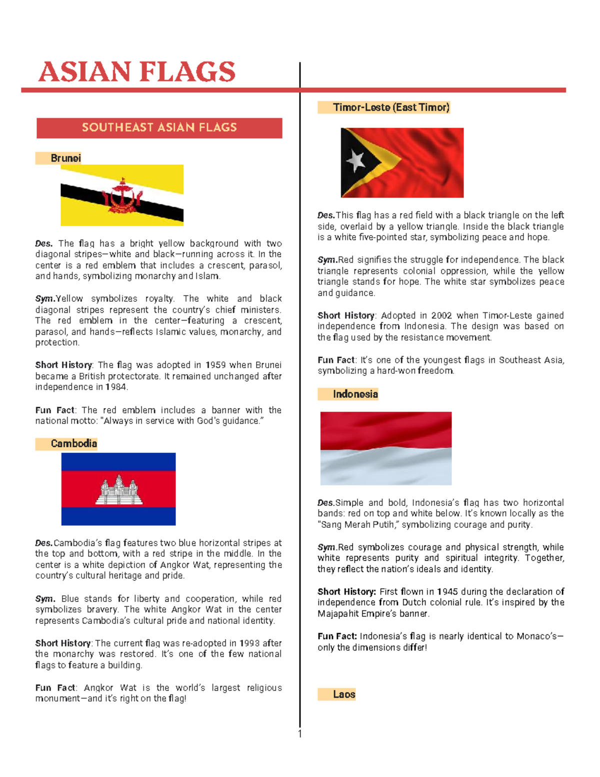 ASIAN FLAGS: A Comprehensive Overview of Southeast Asian Symbols - Studocu