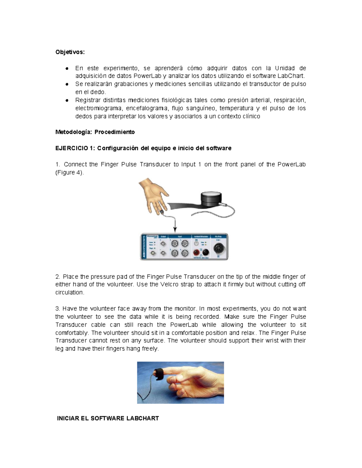 LabChart Data Acquisition and Analysis - BFBF Experiment Guide - Studocu
