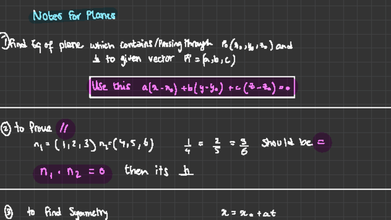 Notes on Planes: Vector Calculations and Intersections - Studocu