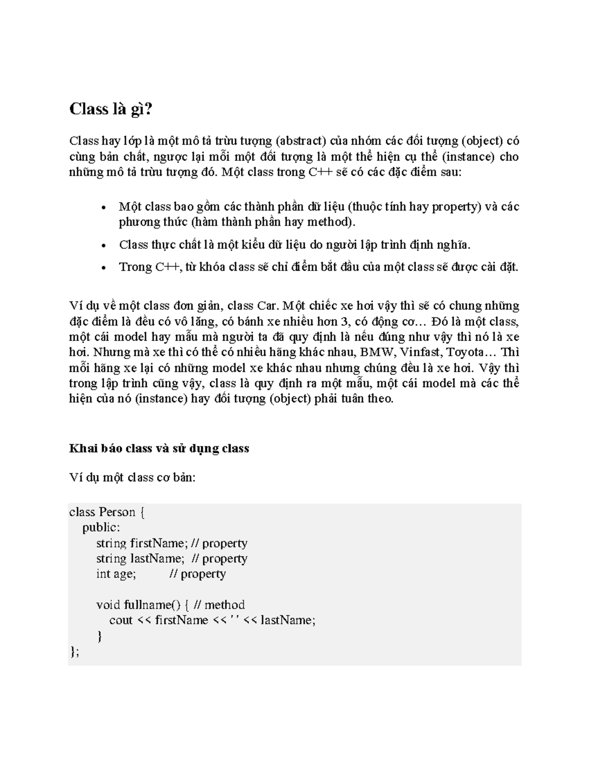 C++ - Lớp (Class) và Vector: Đặc tính và Cách sử dụng - Studocu