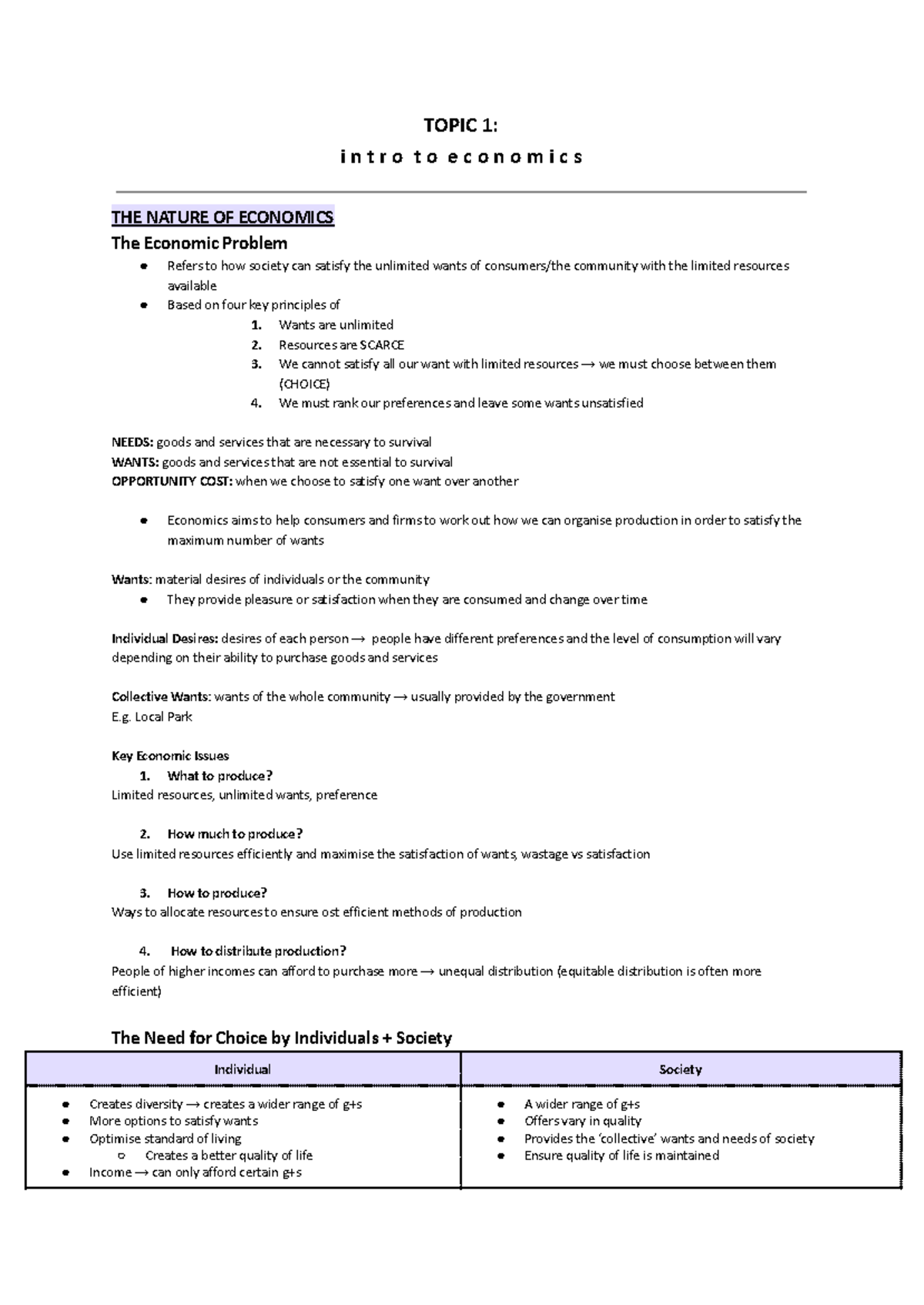 Year 11 Economics Notes: Understanding Economic Principles and Consumer ...