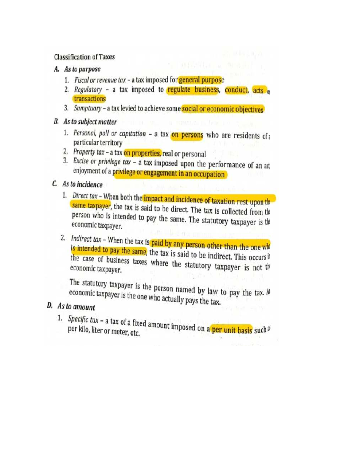 Taxation Principles And Constitutional Limitations Tax 101 Studocu