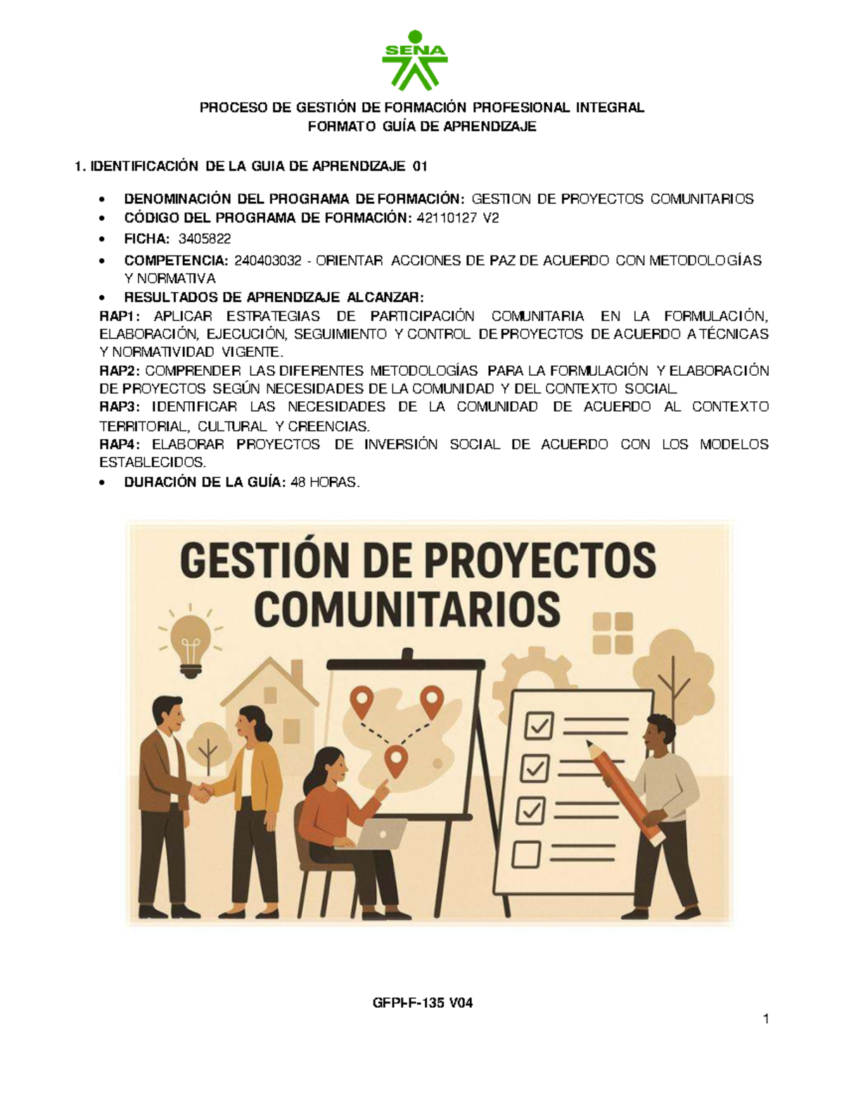 Guía de Aprendizaje 42110127: Gestión de Proyectos Comunitarios V2 ...