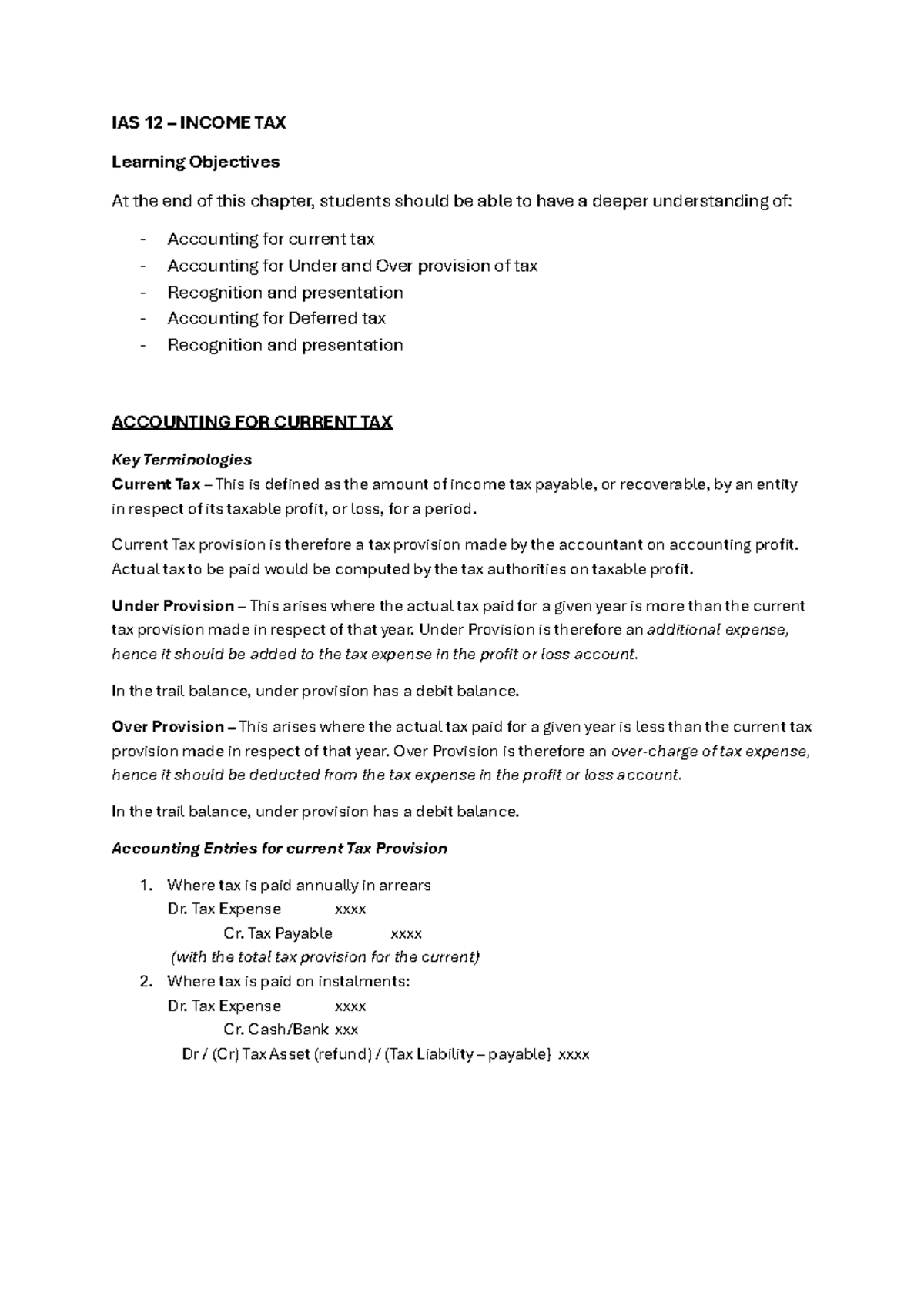 IAS 12 - Income Taxes: Comprehensive Study Notes for Accounting ...