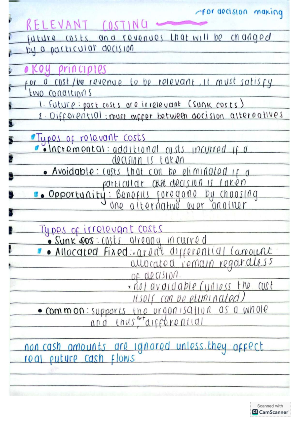 Relevant Costing Notes for Decision Making: Key Principles and Examples ...