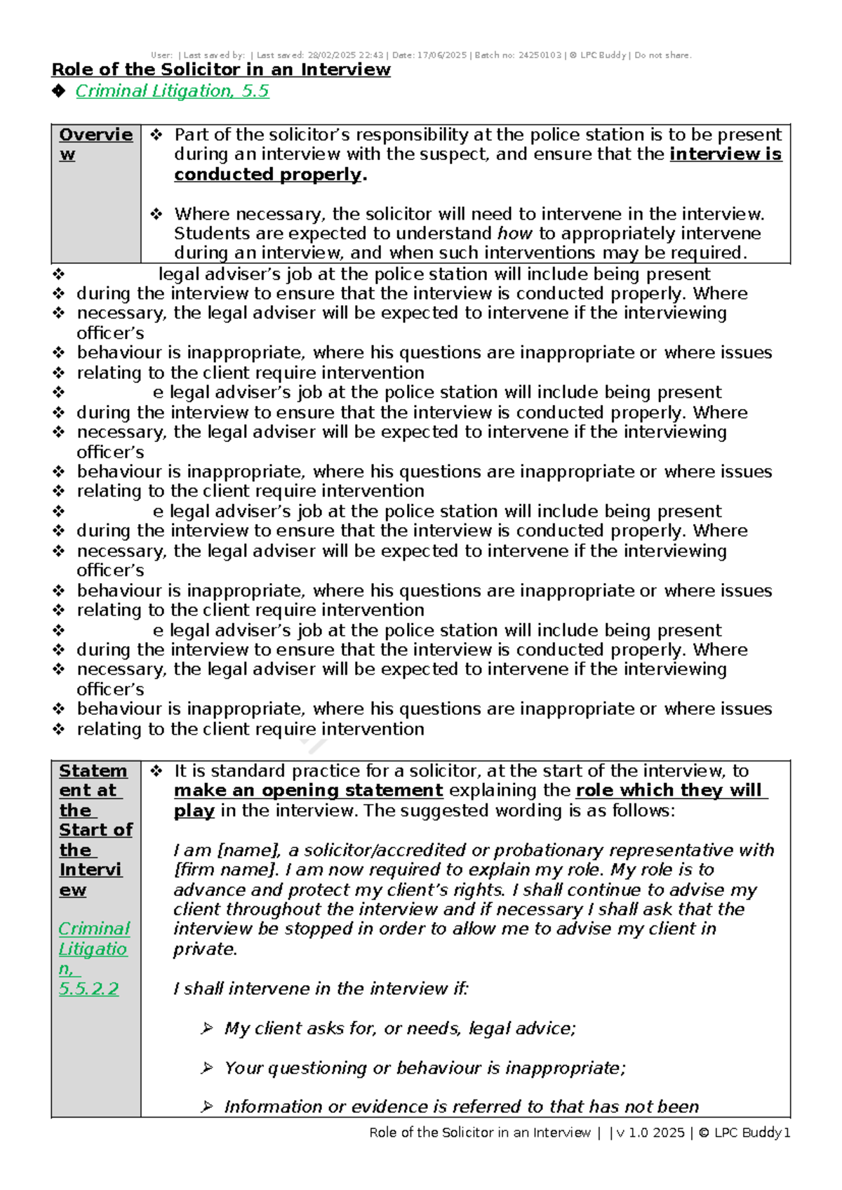 Criminal Litigation 5.5: Role of the Solicitor in Client Interviews ...