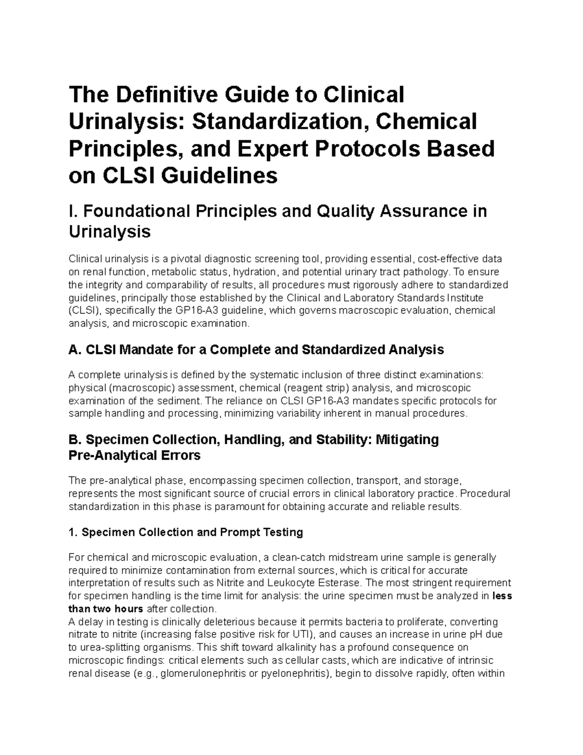 Comprehensive Urinalysis Report Generation: CLSI Guidelines and ...