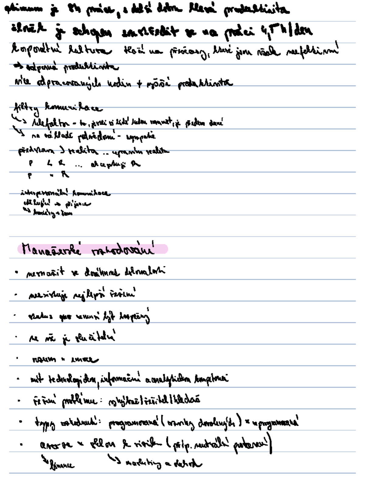 Principy managementu - Výpisky z přednášek (LI 110) - Studocu