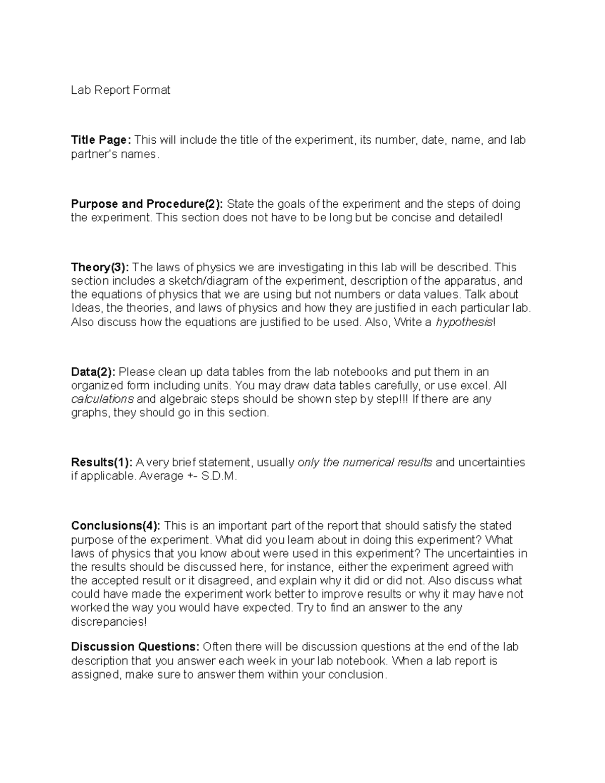 Lab Report Format Guide: Structuring Your Experiment Analysis - Studocu
