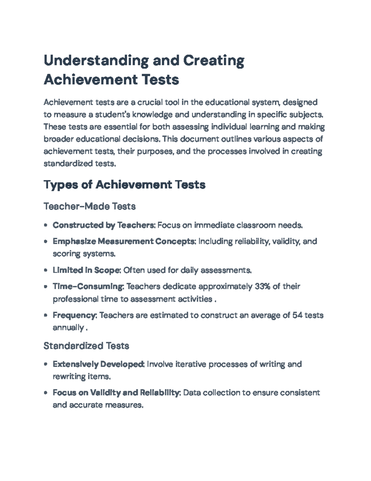 Achievement Tests: Understanding Creation and Purpose in Education ...
