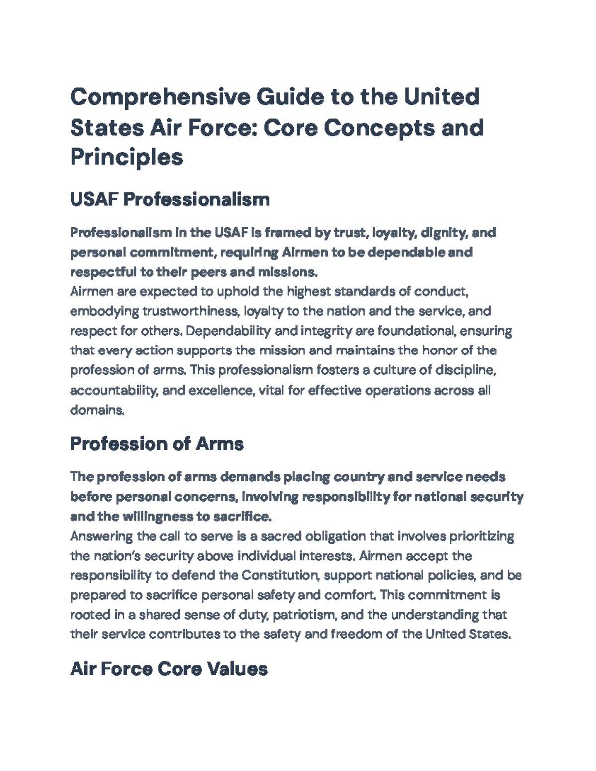 Comprehensive Overview of USAF: Core Values, Structure, and Principles ...