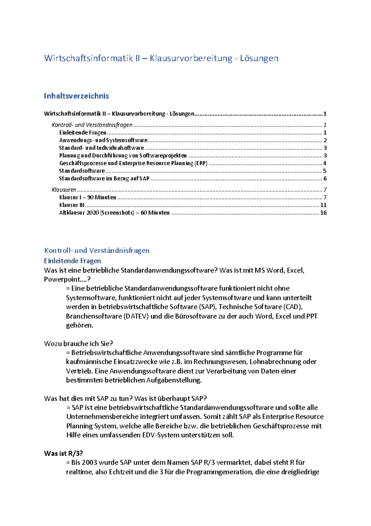 Wirtschaftsinformatik II - Klausurfragen - Lösungen ...