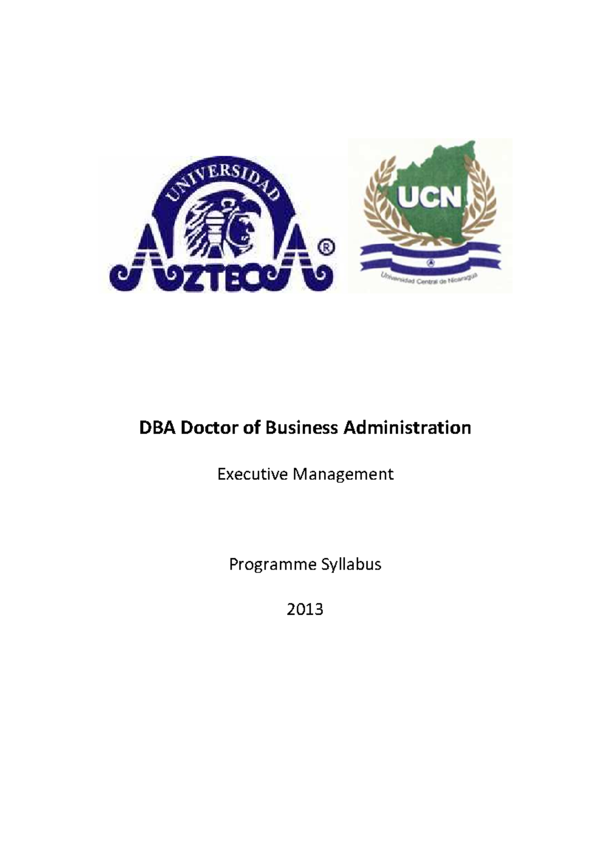 DBA Programme Syllabus Overview: Doctor of Business Administration ...