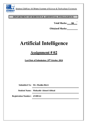 AI - Mids - Notes for the subject of AI, mid-term - AI Lecture 1 ...