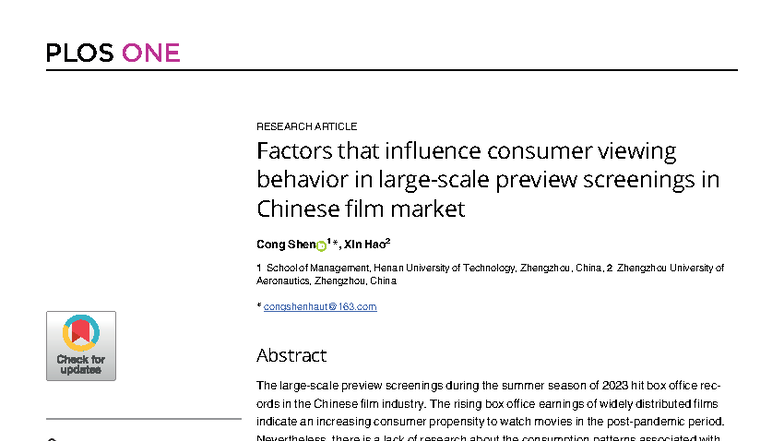 Factors Influencing Consumer Viewing Behavior in Preview Screenings: A ...