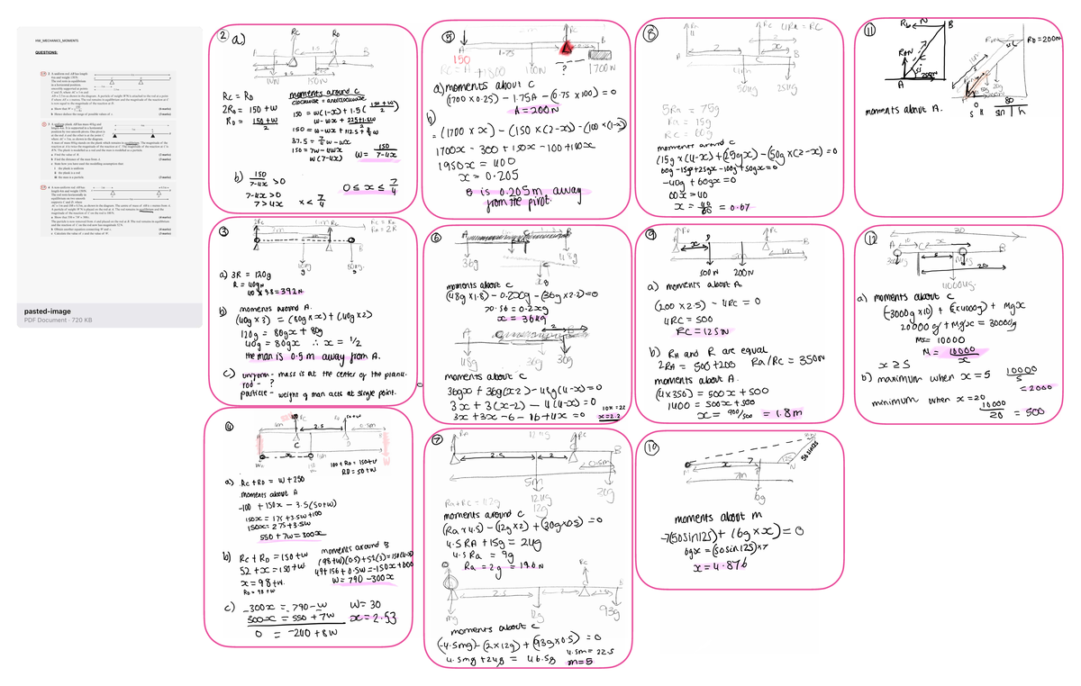 Moments - MATH 101 Homework on Equilibrium and Forces - Studocu