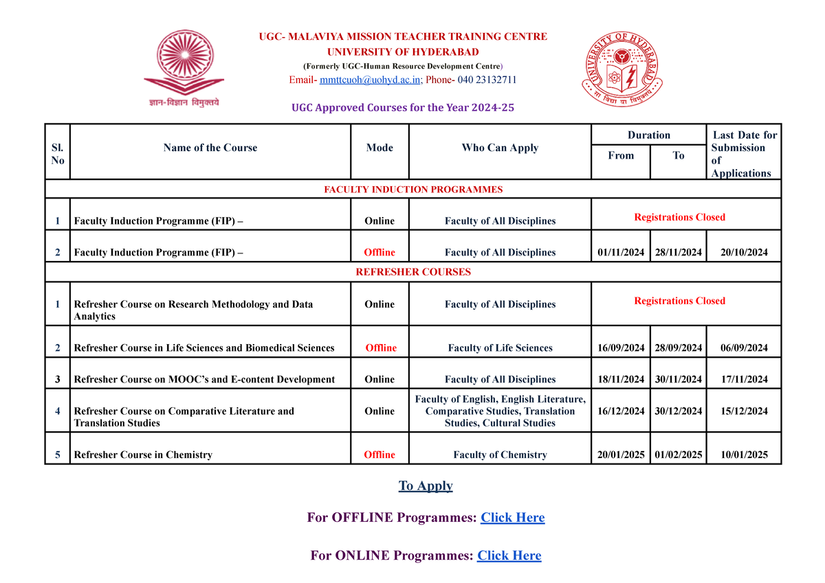UGC- Mmttc-Schedule-2024-2025 july1 - UGC- MALAVIYA MISSION TEACHER ...