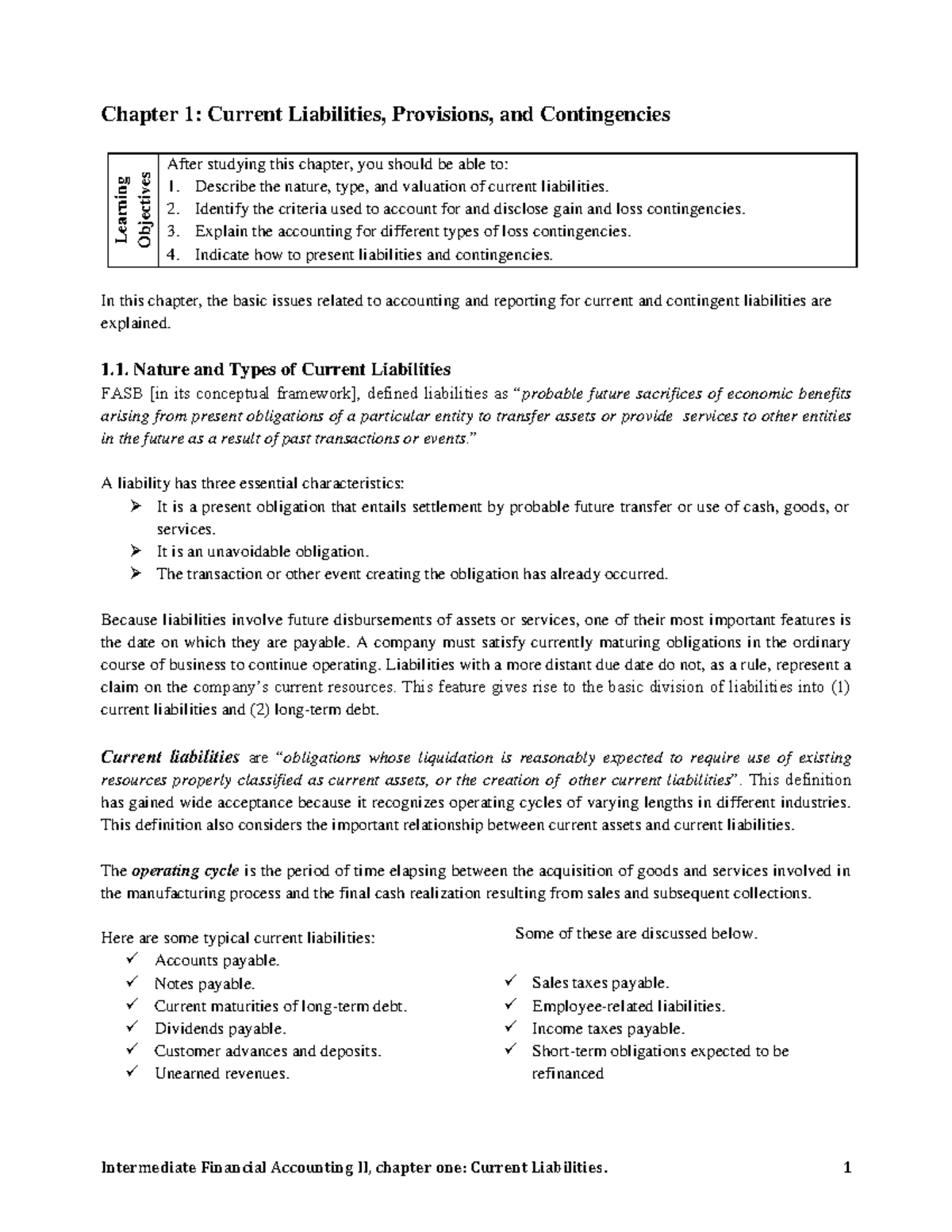 Intermediate Financial Accounting II: CH 1 - Current Liabilities ...