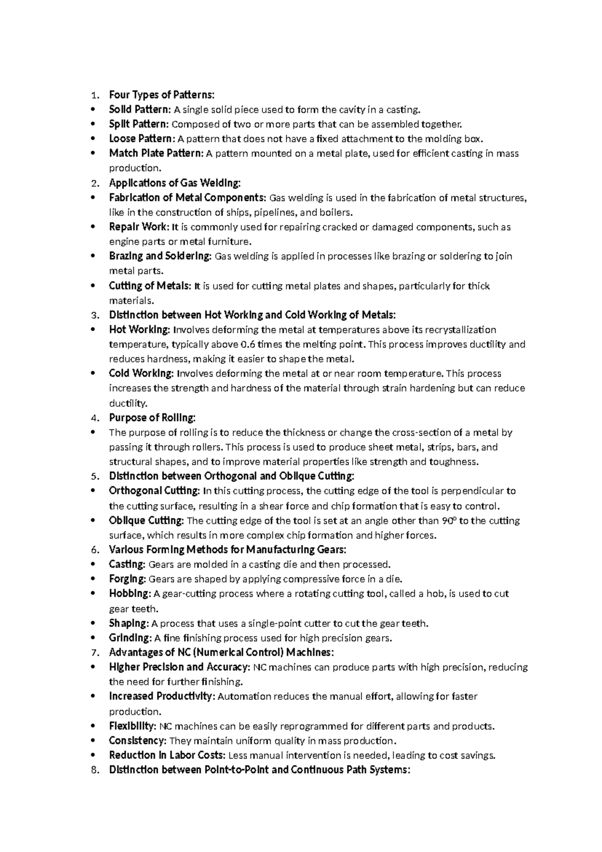 23MET201 Answer key - cvxc - 1. Four Types of Patterns: Solid Pattern ...