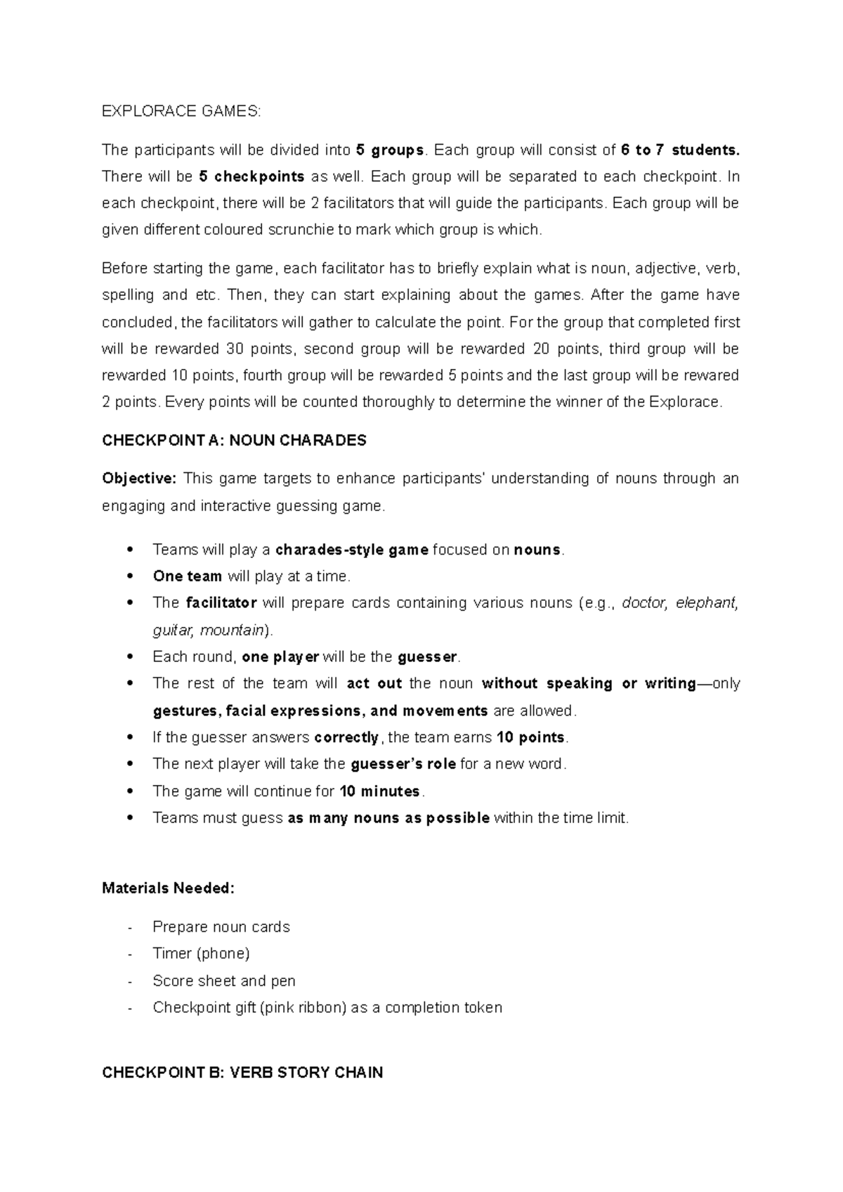 Explorace Games: Engaging Activities for Community Learning - Studocu
