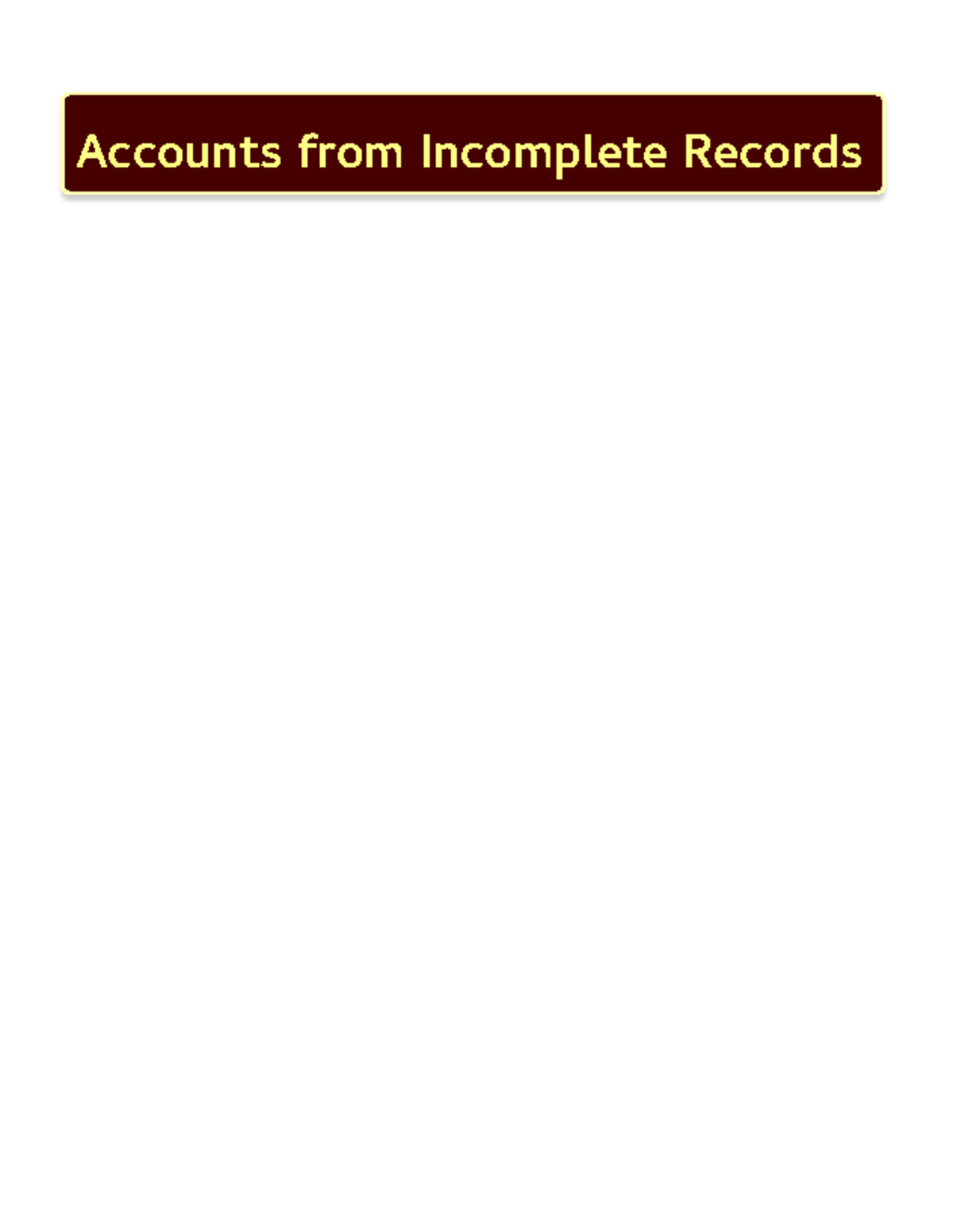 Accounts from Incomplete Records: Single Entry Analysis for I 100 - Studocu