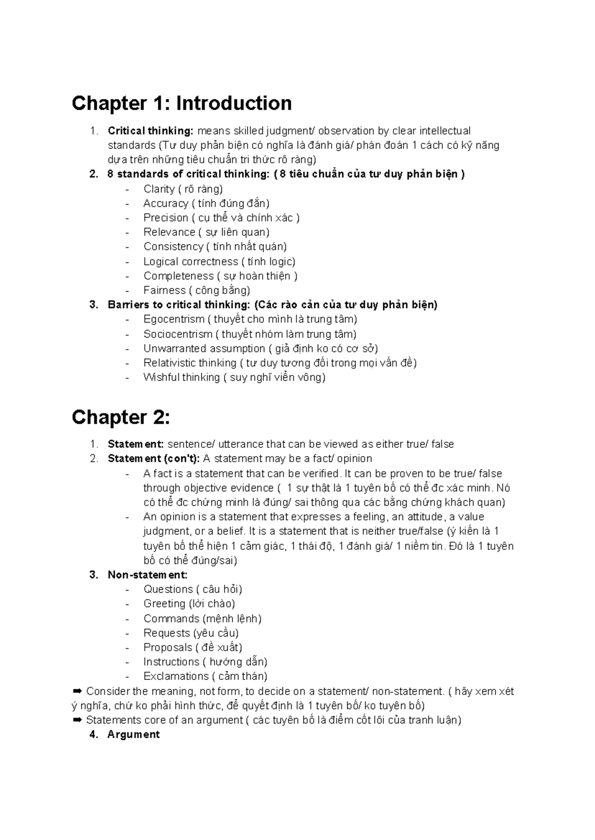 Critical Thinking: Midterm Summary (Course Code: SUM) - Studocu