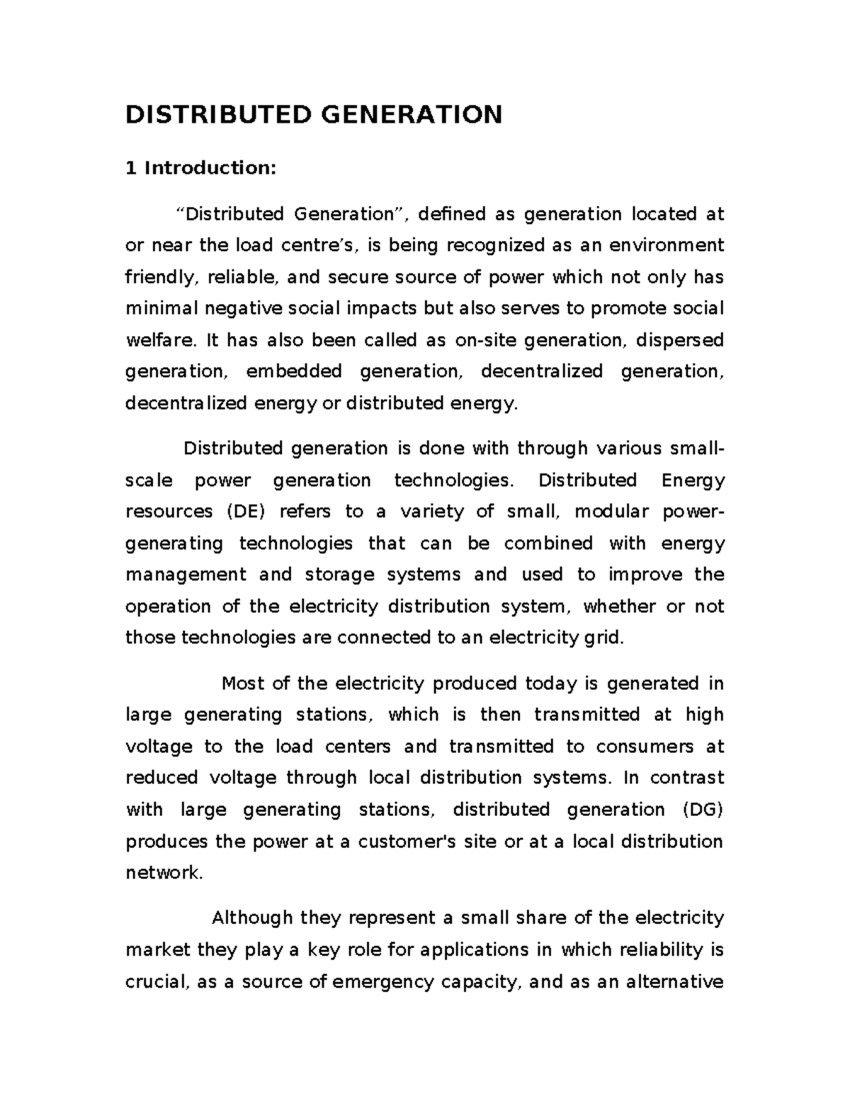 63964643 Comprehensive Distributed Generation Study Notes - Studocu