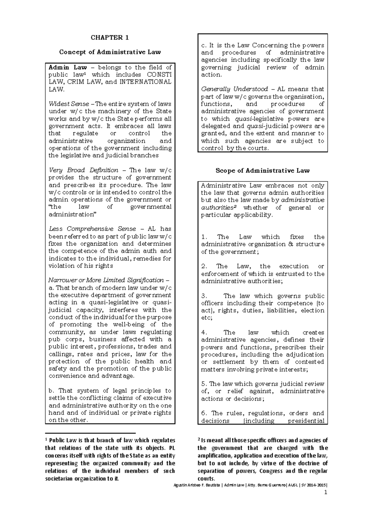 Admin Law Overview: Chapter 1 & 2 Insights (AUSL SY) - Studocu
