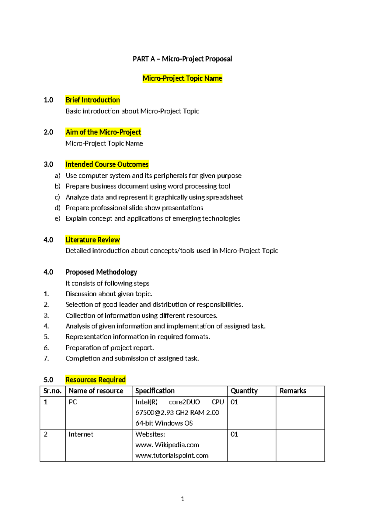 Micrproject - Part A Proposal & Methodology Overview - Studocu