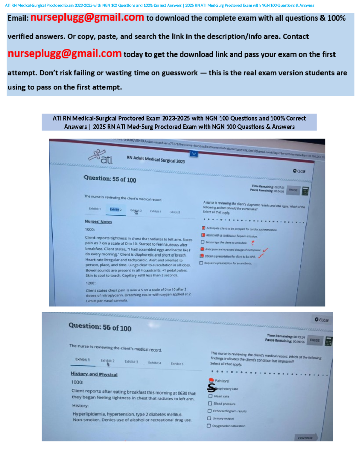Top Verified ATI RN Med-Surg Proctored Exam with NGN 2025: 100 Q&A ...