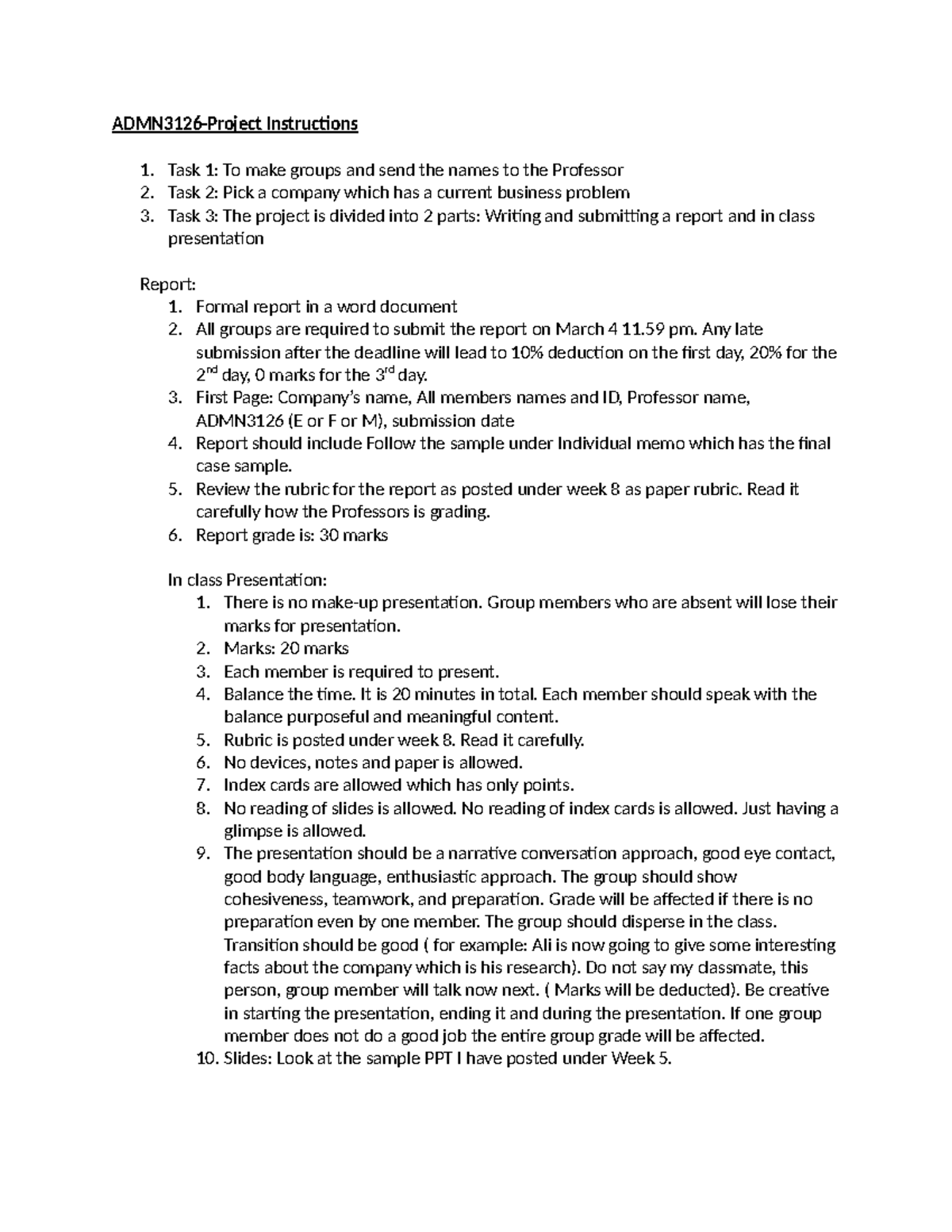 Project Instructions - Practice work - ADMN3126-Project Instructions 1 ...
