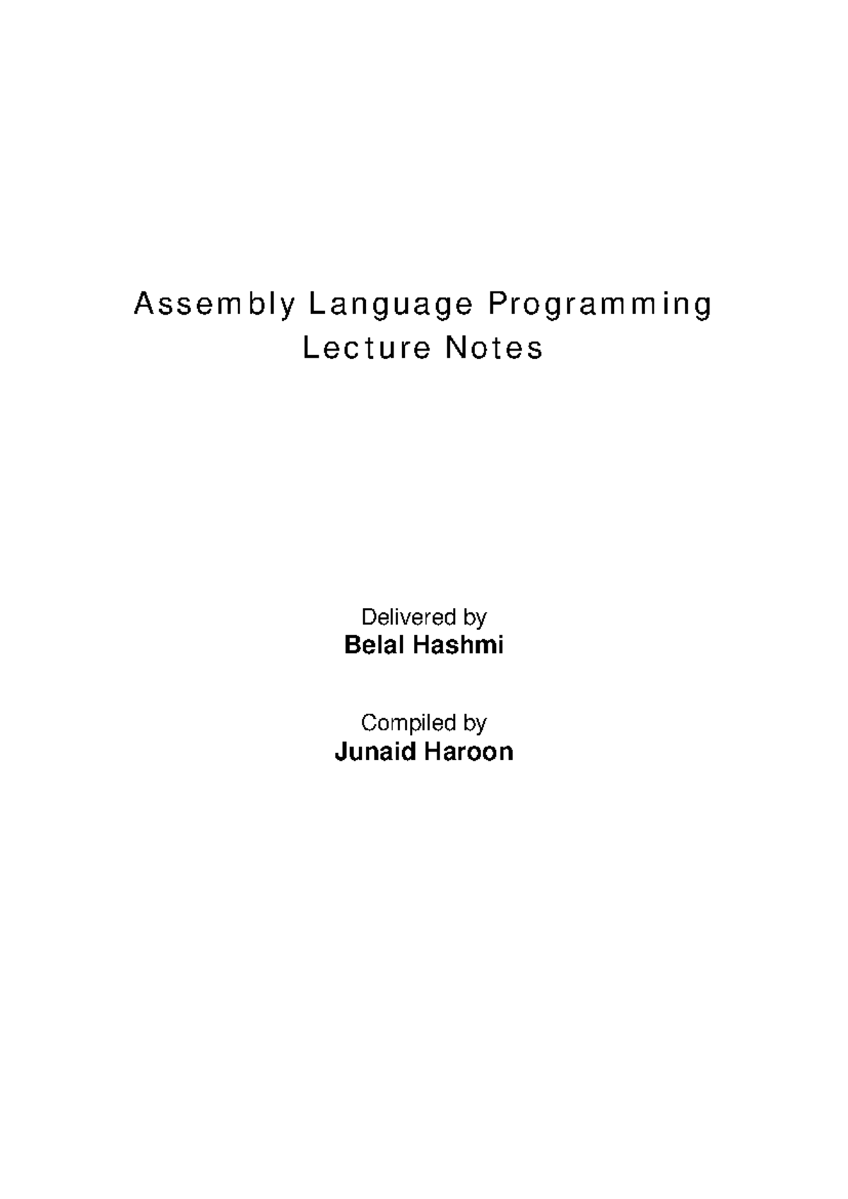 Computer Architecture & Assembly Language Programming - CS401 Lecture ...