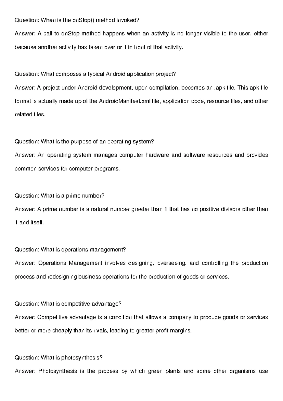 Overview of Key Concepts in Android OS, Calculus, and Macroeconomics ...