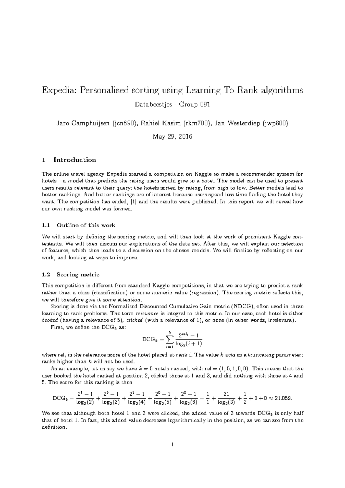 Expedia - Assignment on Personalized Ranking with Learning to Rank ...