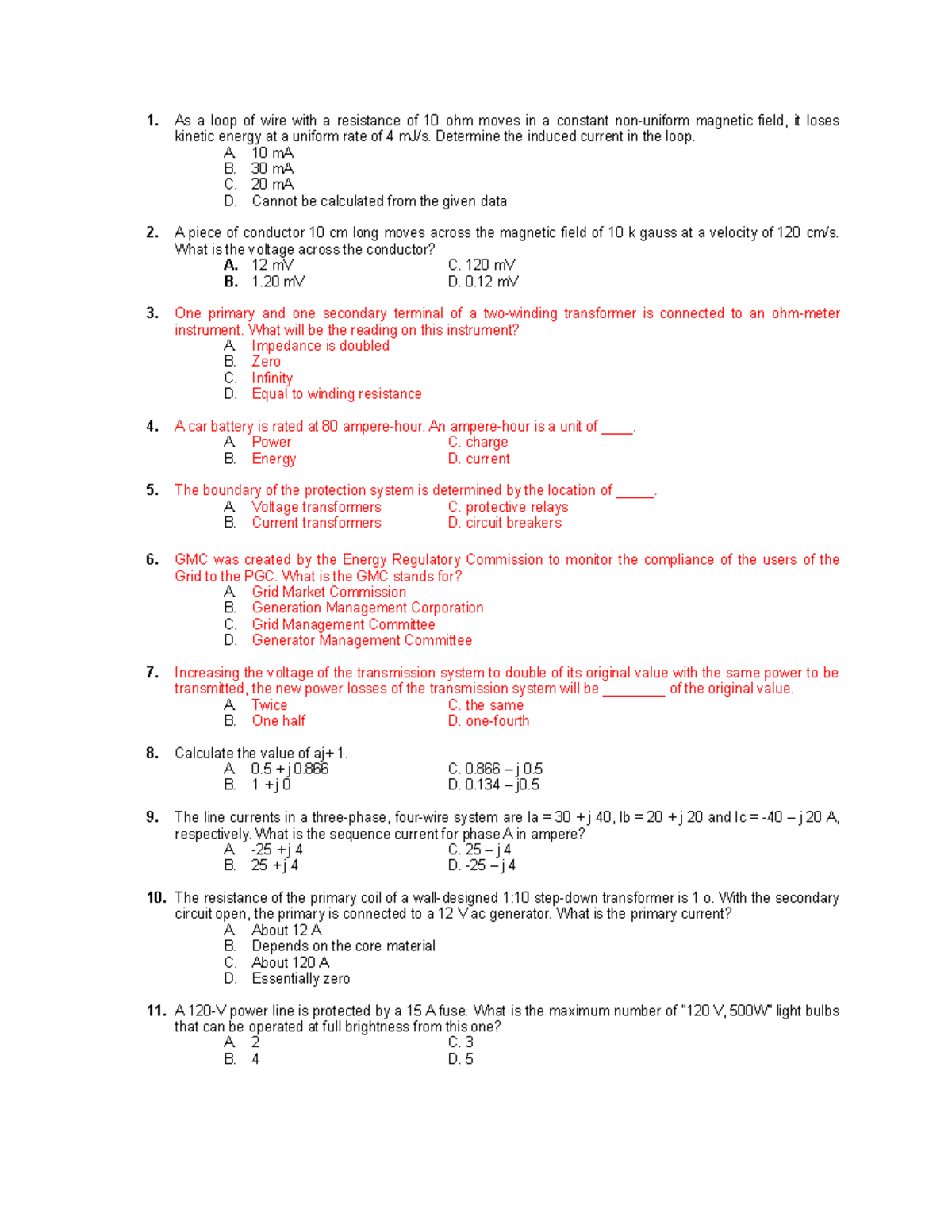 Practice Problems for EE 2021 - Key Concepts and Solutions - Studocu