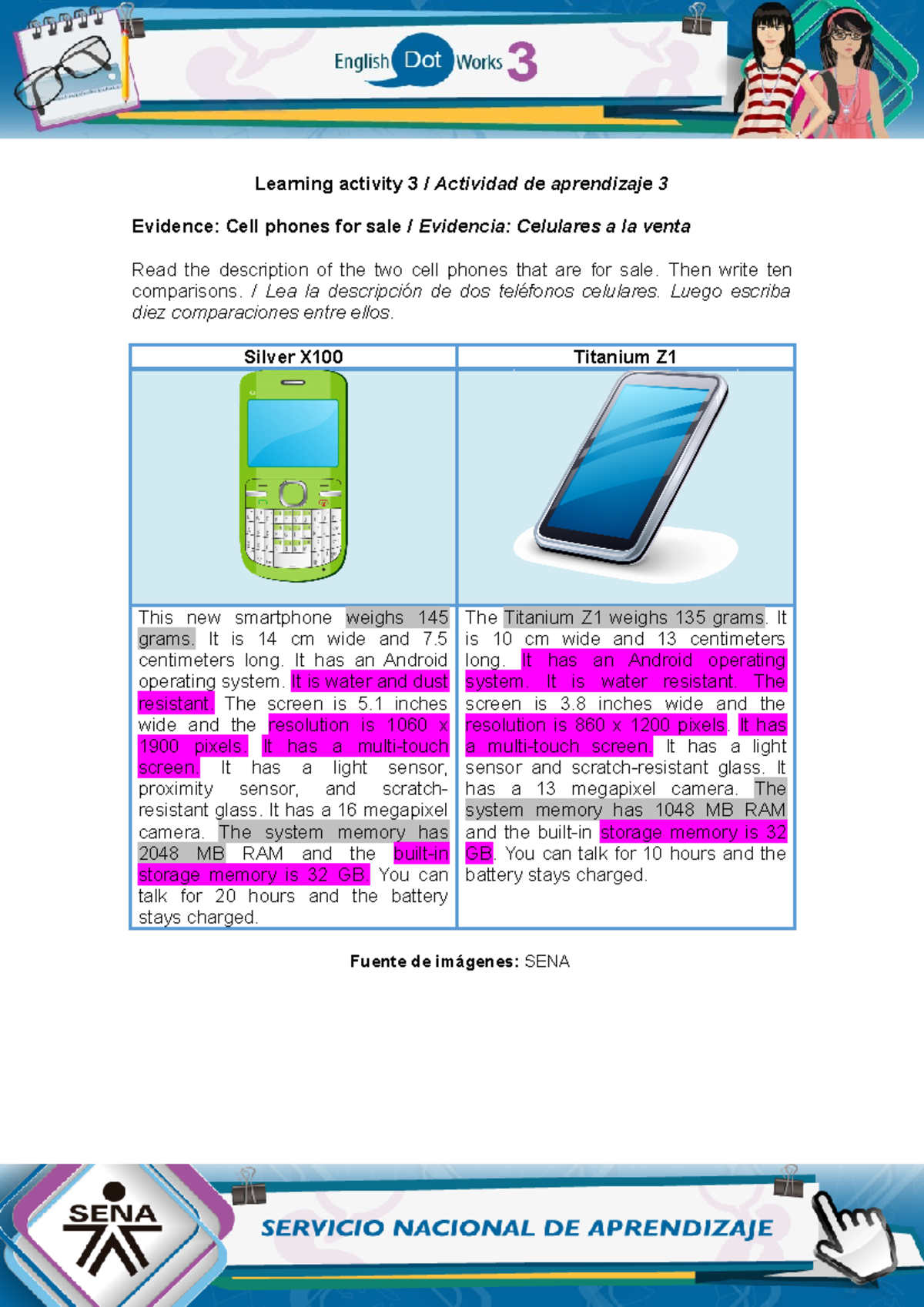 Evidence Cell phones for sale - Then write ten comparisons. / Lea la ...