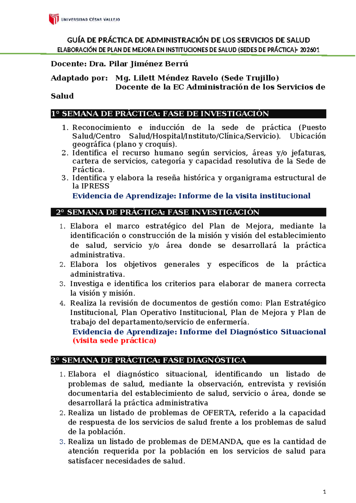 GUÍA DE PRÁCTICA DE ADMINISTRACIÓN DE SERVICIOS DE SALUD 202601 - Studocu