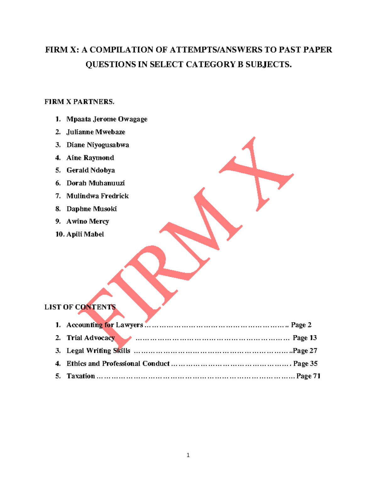 FIRM X: Category B Past Paper Attempts Compilation (Feb-June) - Studocu