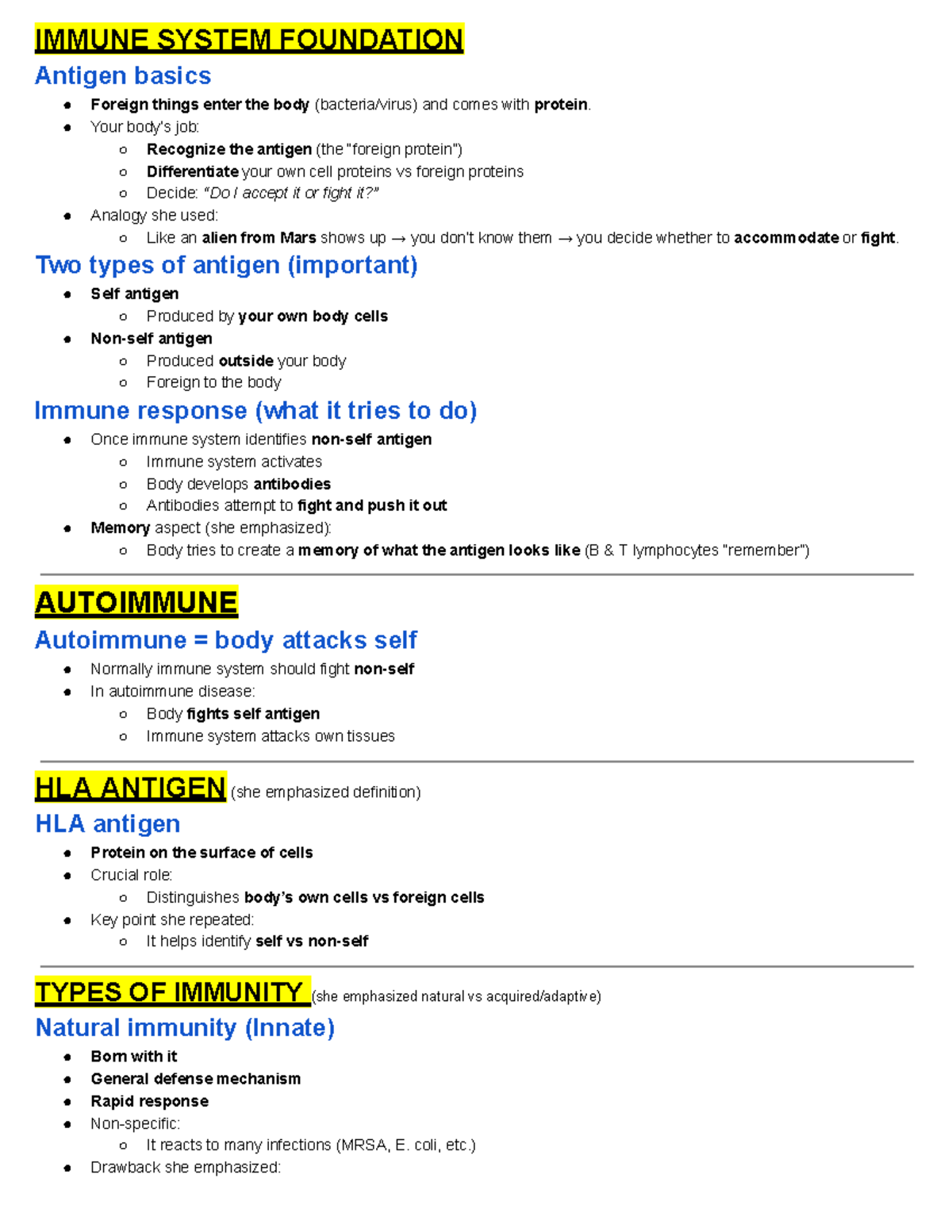 IMMUNE SYSTEM FOUNDATION: Exam 2 Lecture Notes on Antigens and Immunity ...