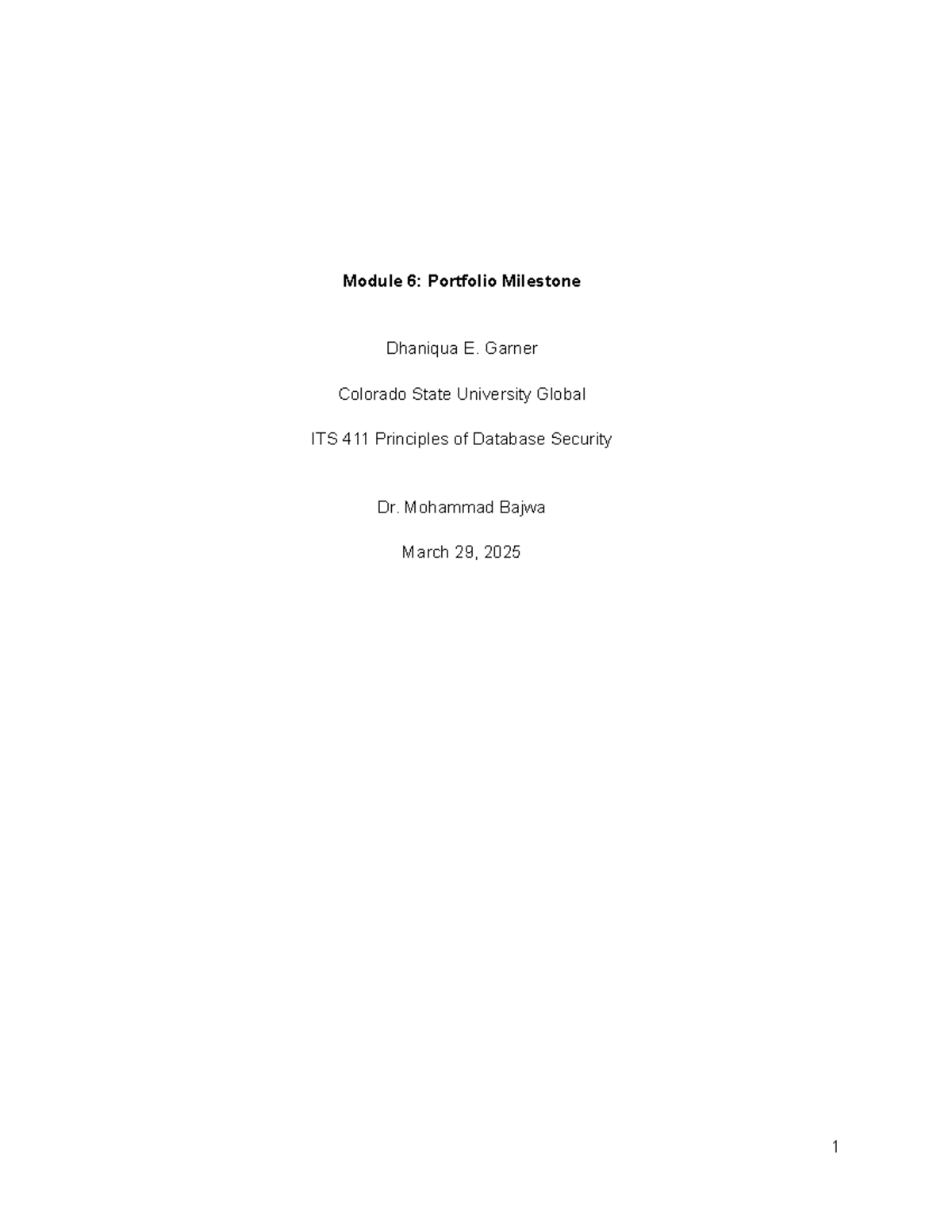 Module 6: IT411 Portfolio Milestone on MySQL Database Security - Studocu