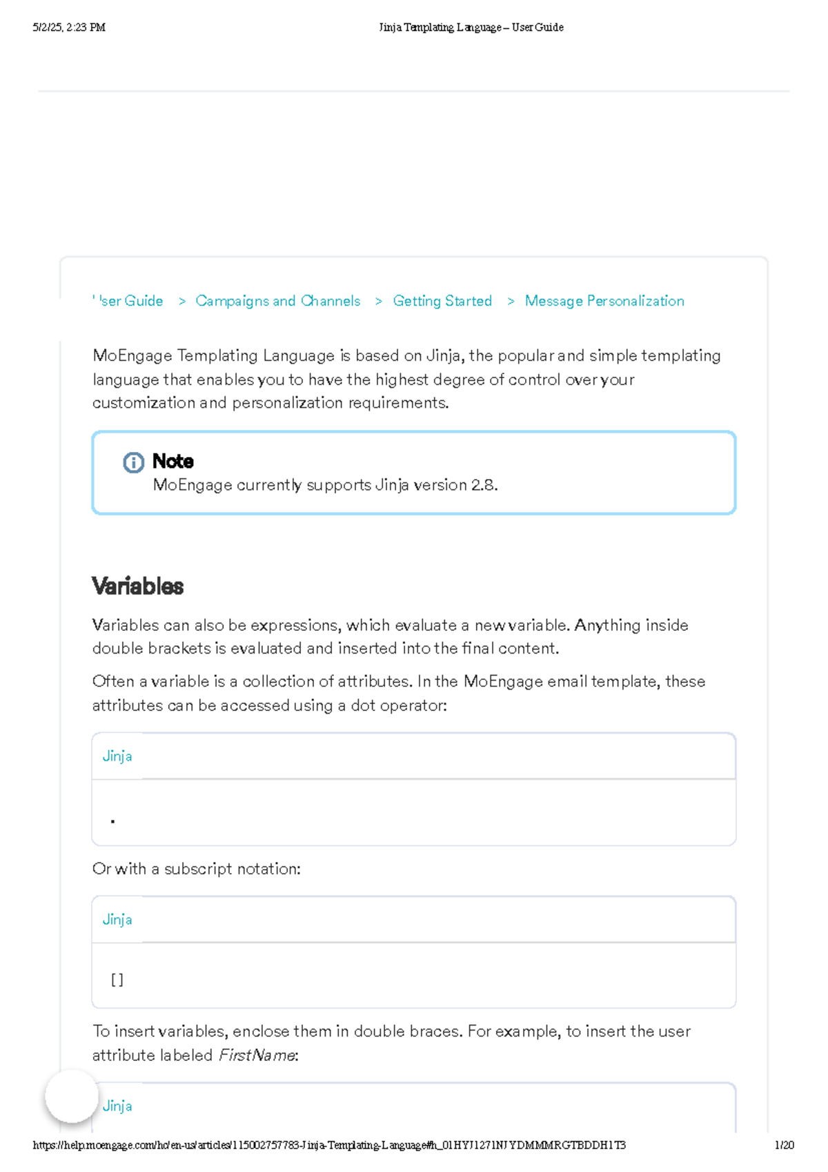 Jinja Templating Language User Guide for MoEngage Email Templates - Studocu